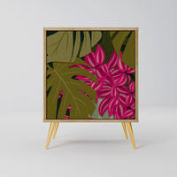 SIDEBOARD TROPICAL BEAUTY, Eichefarben, 57,5x42x75,5 cm, Goldfarbene Metallfüße - Eichefarben/Goldfarben, Holzwerkstoff/Metall (57.5/75.5/42cm) - SpaceRebels