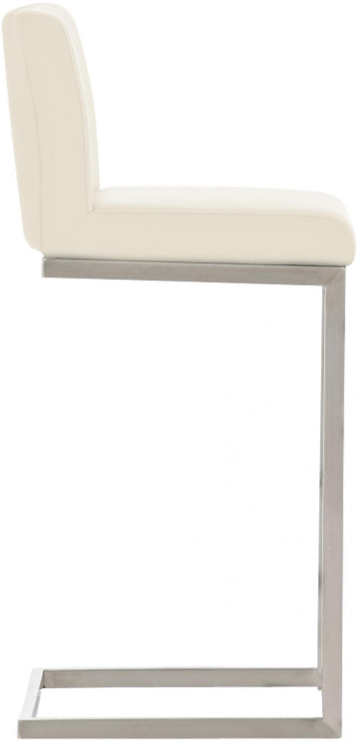 BARHOCKER Lederlook Creme - Edelstahlfarben/Creme, Textil/Metall (42/104/48cm) - CLP