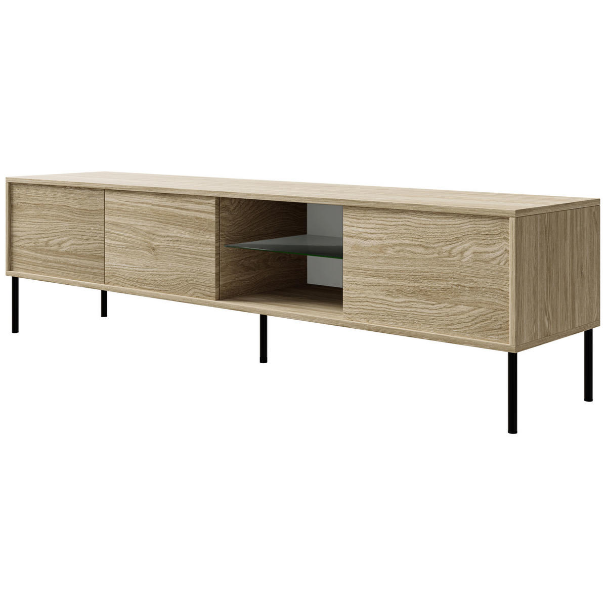TV stolík Modity Dekor dub 175/47/31 cm - čierna/farba duba, kov/kompozitné drevo (175/47.5/31.2cm) - Selsey