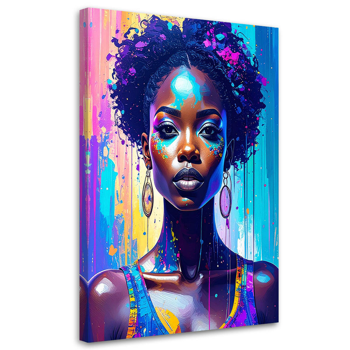 LEINWANDBILD Abstrakt Porträt einer Frau 80x120cm - Multicolor, Textil (80/120cm) - Feeby