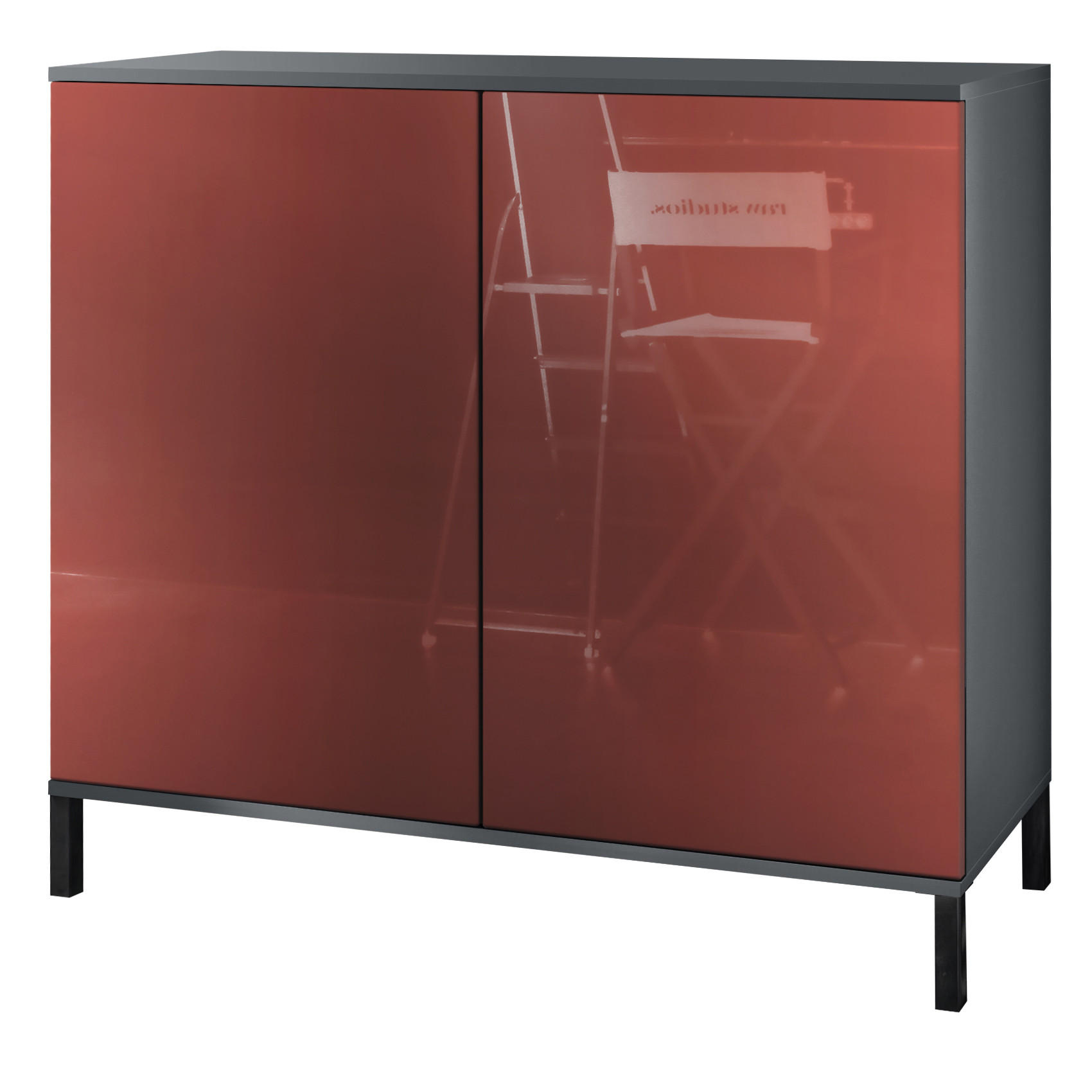 KOMMODE Skadu Bordeaux Hochglanz - Bordeaux, Holzwerkstoff (92.5/83.5/35cm) - Vladon