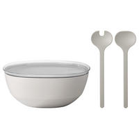 SERVIERSCHALE MIT DECKEL & SALATBESTECK Silueta Nordic White 5000 ml - Weiß, Kunststoff (30.1cm) - Mepal