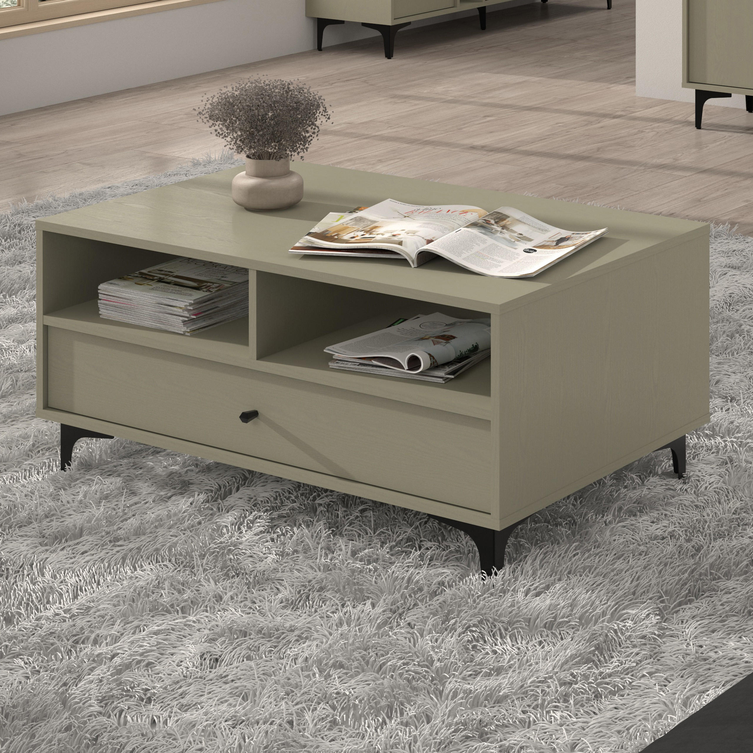 COUCHTISCH TORINO 100,2/48,5/65 cm Hellgrün - Hellgrün, Holzwerkstoff (65/100.2/48.5cm) - MASSENO