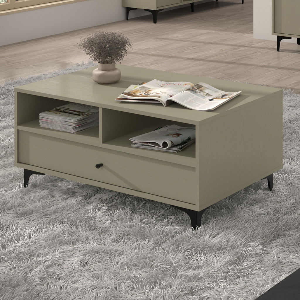 Thumbnail - Masseno Couchtisch, Hellgrün, Holzwerkstoff, 1 Schubladen, Rechteckig, 100.2x48.5x65 cm, Wohnzimmer, Wohnzimmertische, C...