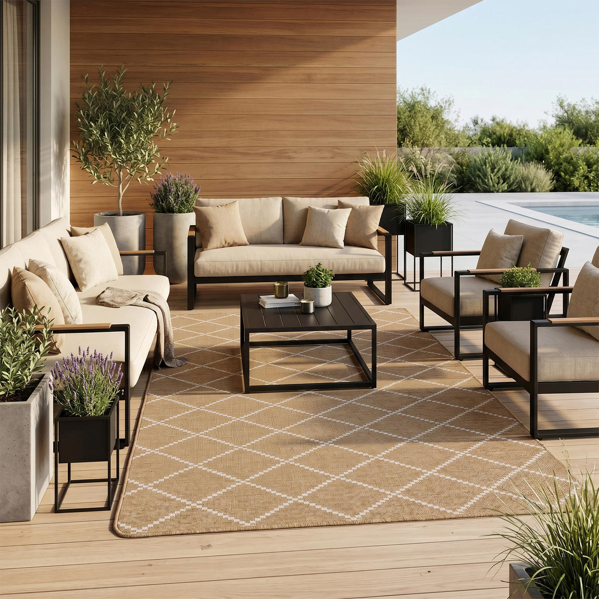 IN- UND OUTDOOR TEPPICH BEIDSEITIG NEWPORT DESIGN - Beige, Textil (200/250cm) - Snapstyle