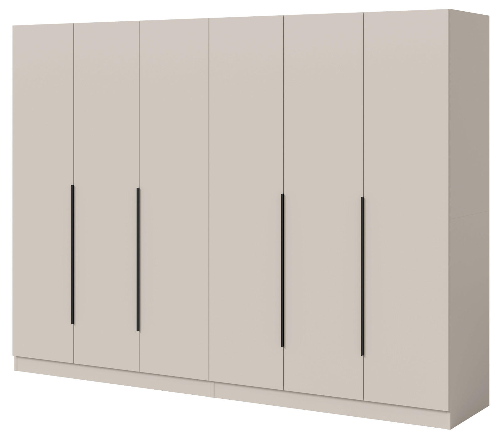 KLEIDERSCHRANK kaschmir 240 x 181 cm, Drehtürenschrank 6-türig - Kaschmir/Schwarz, Holzwerkstoff/Kunststoff (240/181/52cm) - Inn.Furn