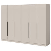 KLEIDERSCHRANK kaschmir 240 x 181 cm, Drehtürenschrank 6-türig - Kaschmir/Schwarz, Holzwerkstoff/Kunststoff (240/181/52cm) - Inn.Furn