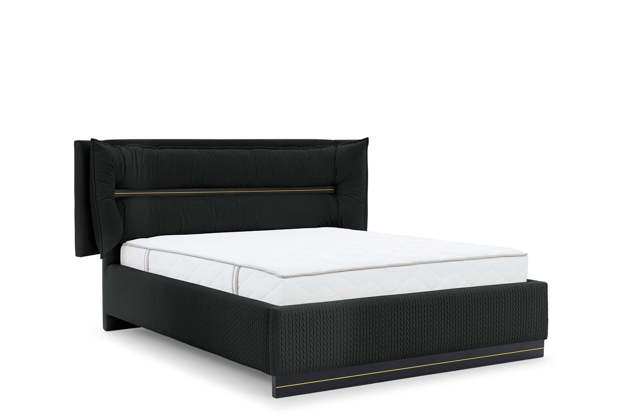POLSTERBETT Hamilton Magic Velvet Set.1 - Schwarz, Holzwerkstoff/Textil (120/200cm) - Fun Möbel