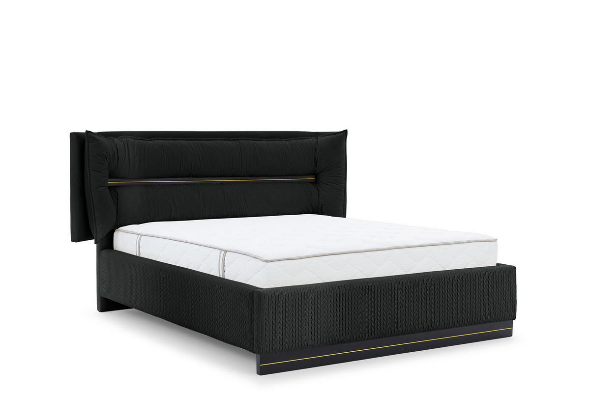 POLSTERBETT Hamilton Magic Velvet Set.1 - Schwarz, Holzwerkstoff/Textil (180/200cm) - Fun Möbel