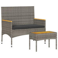 GARTENBANK 2-Sitzer mit Kissen und Tisch Grau Poly - Grau, Kunststoff (90/85/90cm)