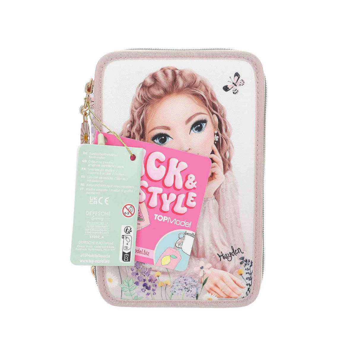 3-FACH FEDERTASCHE SUMMER FEELING INKL. STIFTE TOPModel violett 7,5 x 13 x 20 cm - Violett, Kunststoff (13/20/7.5cm) - Depesche Germany