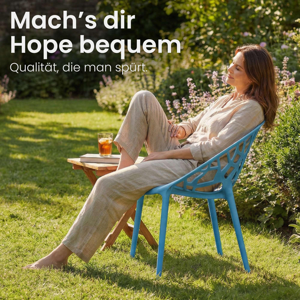 GARTENSTUHL Kunststoff Blau - Blau, Kunststoff (59/80/60cm) - CLP