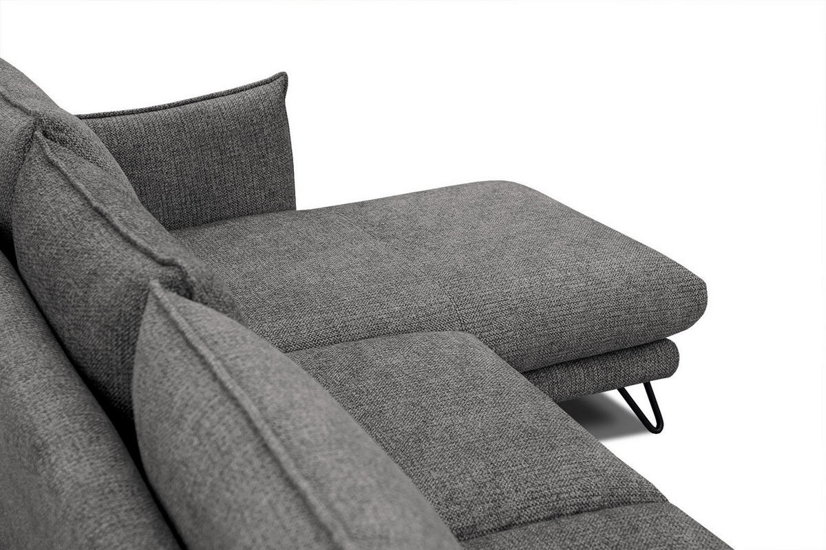 ECKSOFA HOSTEN 4-Sitzer, anthrazit - Anthrazit/Schwarz, Holzwerkstoff/Textil (269/158cm) - Courtois Laville