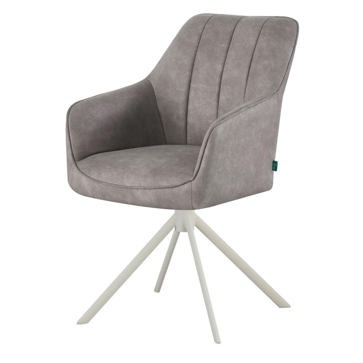 ESSZIMMERSTUHL THOMAS-VIVI 2er-Set 360°drehbar - Weiß/Grau, Textil/Metall (57/88/63cm) - DUBI Möbel