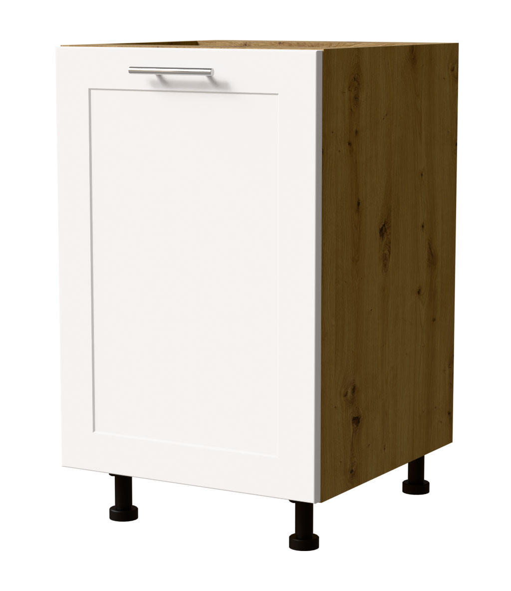Feldmann-Wohnen Küchenunterschrank Weiß, Eiche Artisan 50x82x50 cm