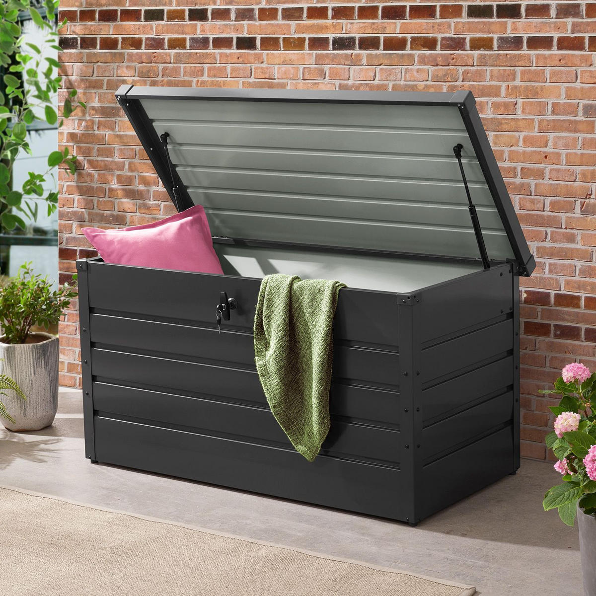 AUFBEWAHRUNGSBOX Limani anthrazit - Grau, Metall (120/63/53cm) - Juskys