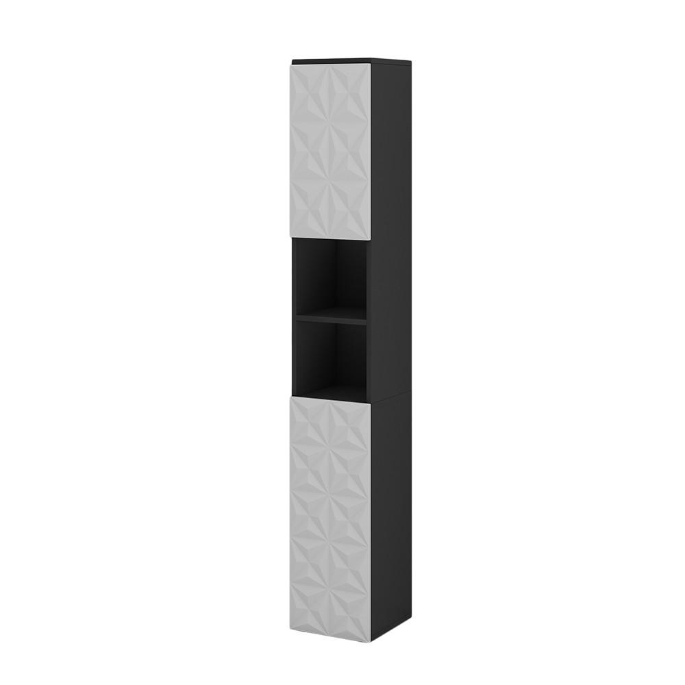 BADSCHRANK Edge Schwarz 30 x 189.5 cm mit 2 Türen und 3 Fächer - Schwarz, Holzwerkstoff (30/189.5/30cm) - Vicco