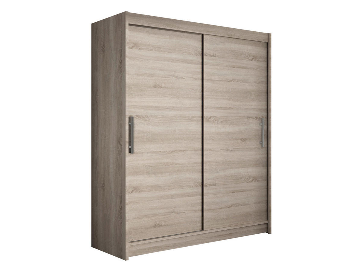 SCHWEBETÜRENSCHRANK Westa I - Silberfarben/Trüffeleichefarben, Holzwerkstoff/Metall (150/200/58cm) - MIRJAN24