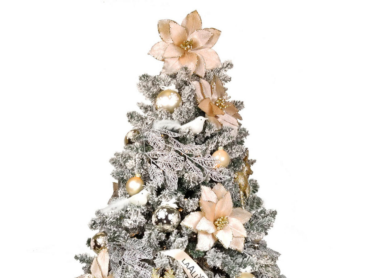 LAALU WEIHNACHTSBAUM geschmückt künstlich mit 120 Ornamenten SOFT TONES 240 cm Baum mit Ständer und Weihnachtsschmuck - Silberfarben/Weiß, Kunststoff (240cm) - LAALU