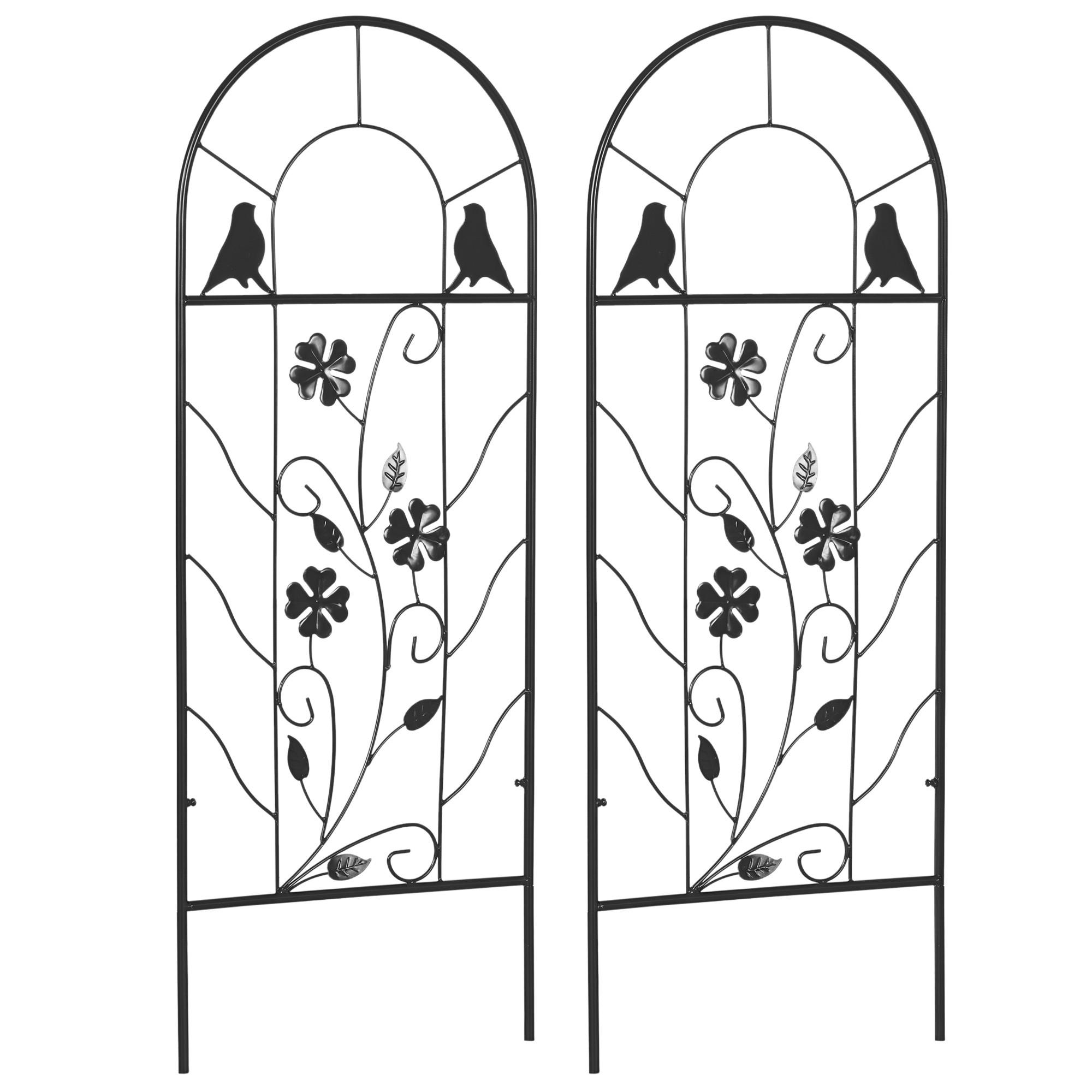 RANKGITTER DE-18318 2er-Set für Kletterpflanzen, 98 cm hoch Schwarz - Schwarz, Metall (0.8/98/38cm) - ComfortXL