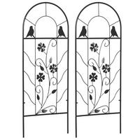 RANKGITTER 2er-Set DE-10608 mit Vogel- & Kleeverzierung Schwarz - Schwarz, Metall (0.8/98/38cm) - ComfortXL