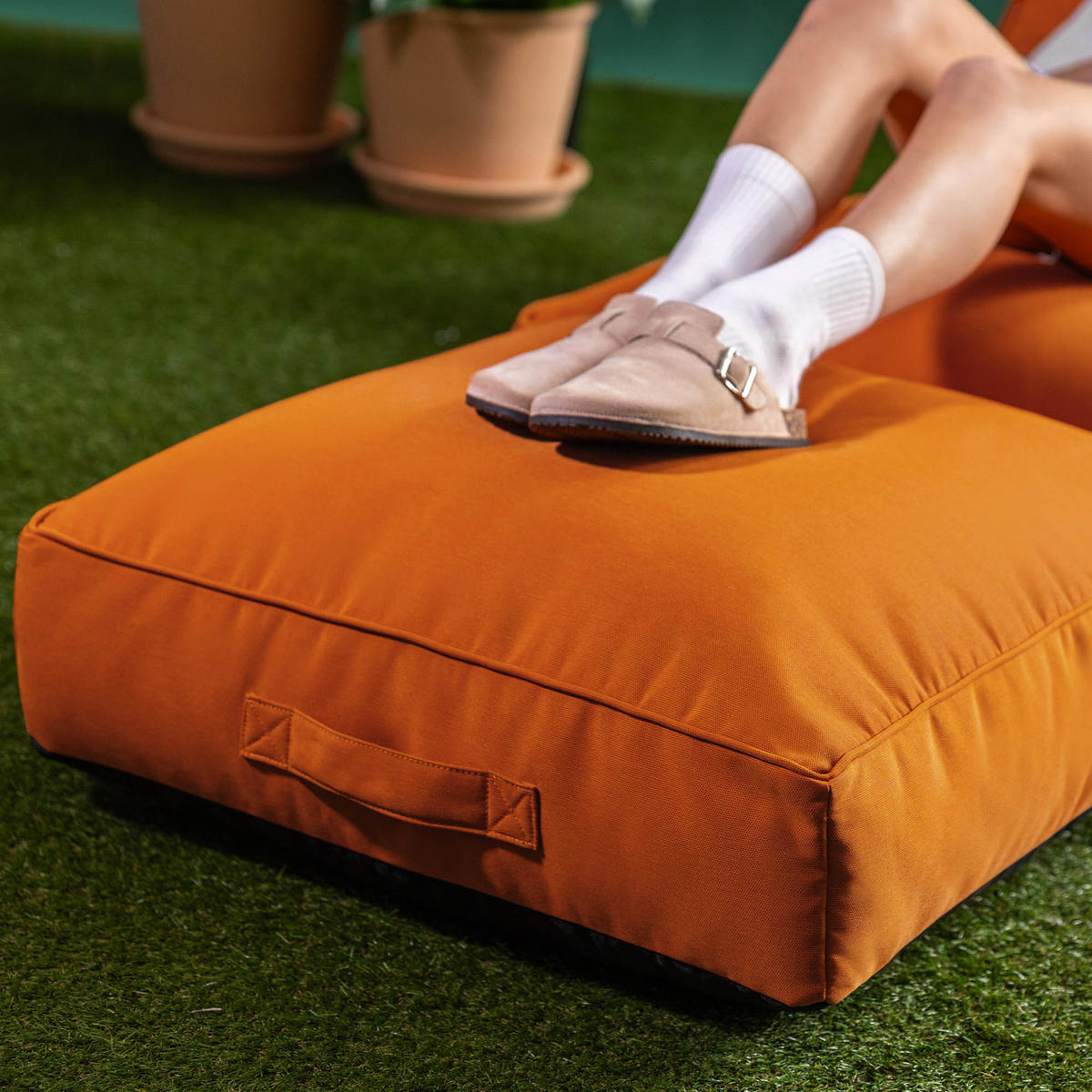 SITZSACK Outdoor mit Bodenkissen Nova - Orange, Textil (84/68/180cm) - icon