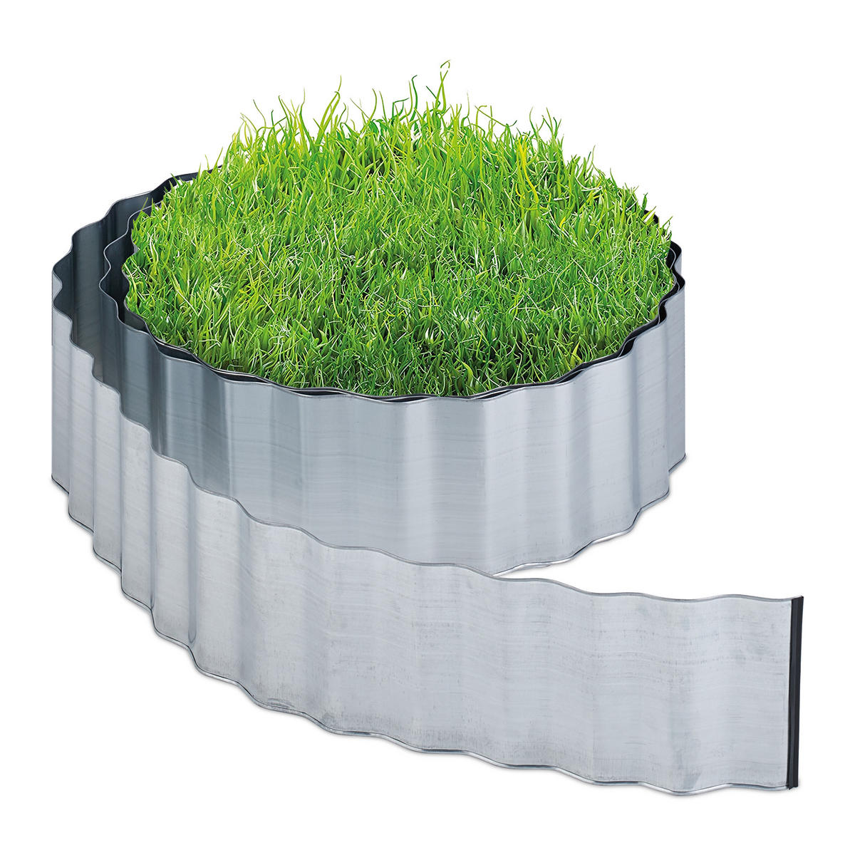RASENKANTE - Silberfarben, Metall (0.2/16/600cm) - Relaxdays
