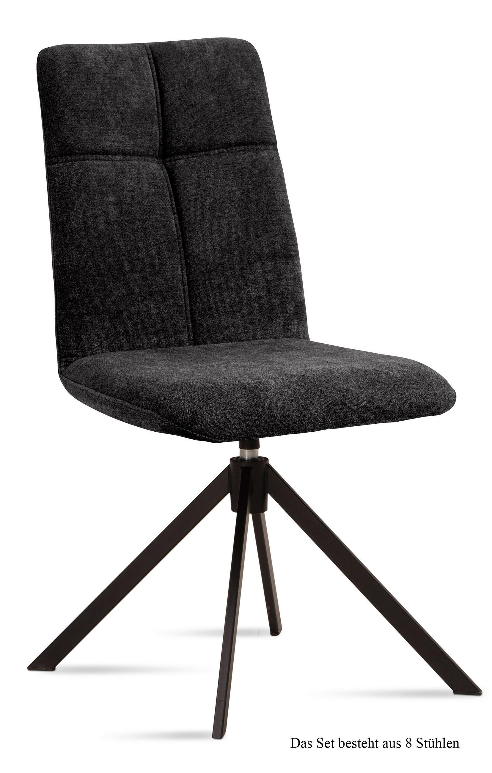 ESSZIMMERSTUHL drehbar (8er-Set) Debbie 47x92x60 Schwarz/Anthrazit - Anthrazit/Schwarz, Kunststoff (60/92/47cm) - 58aufmkessel
