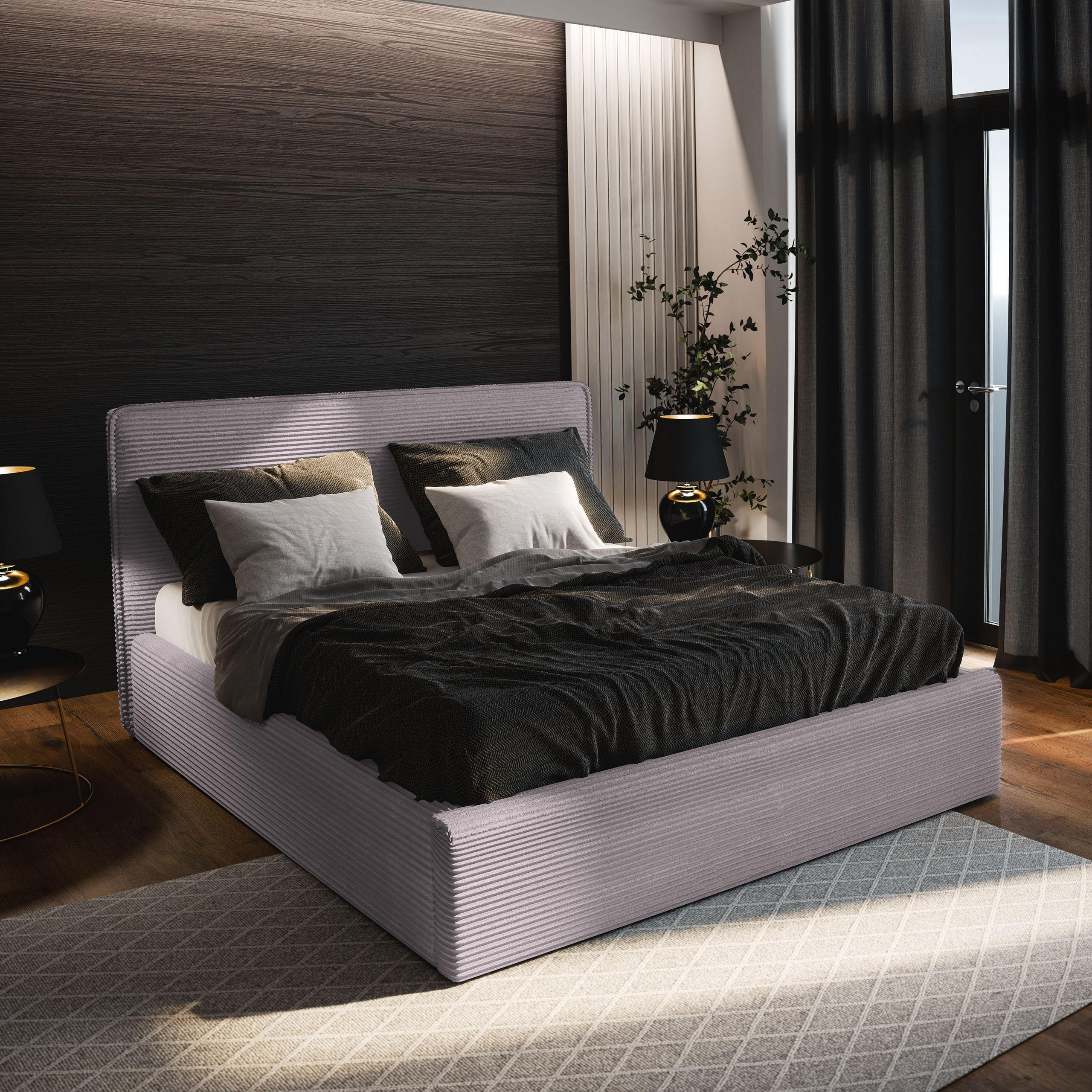 POLSTERBETT PARMA 140x200 cm mit Bettkästen - Rosa - Rosa, Holz (140/200cm) - MASSENO