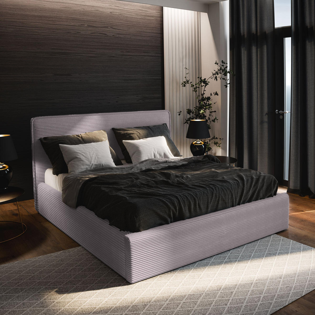 POLSTERBETT PARMA 140x200 cm mit Bettkästen - Rosa - Rosa, Holz (140/200cm) - MASSENO