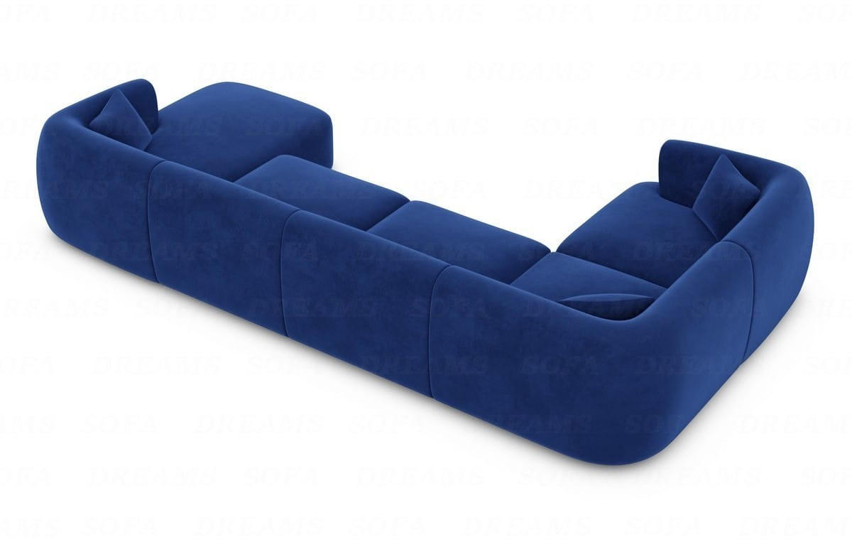 WOHNLANDSCHAFT Azura Dunkelblau Samtstoff - Dunkelblau, Kunststoff (325/78/177cm)