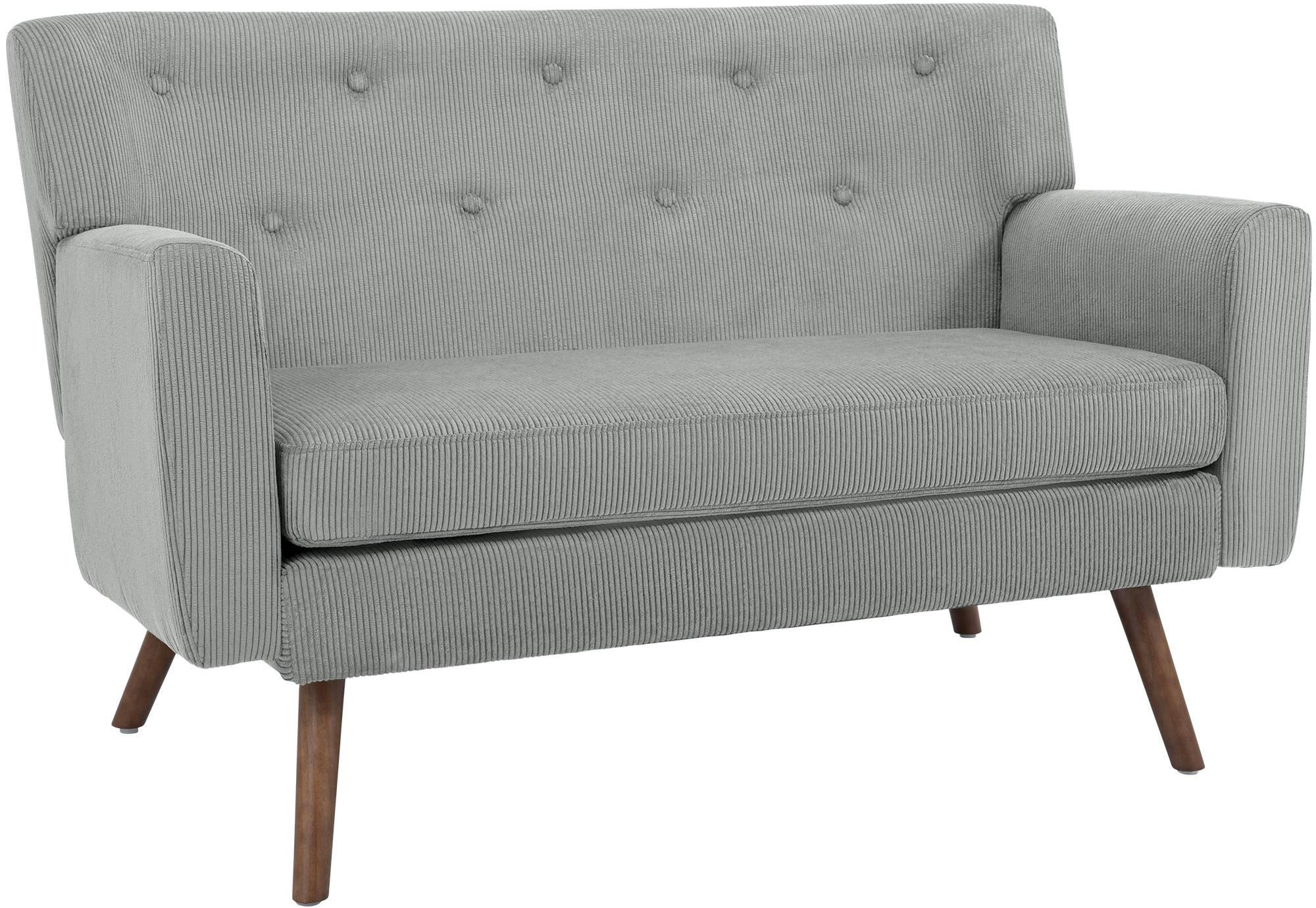 SOFA Arne Cord 2-Sitzer 120x74x81cm Cord Grau Couch - Grau, Kunststoff (120/81/74cm) - DELUKE