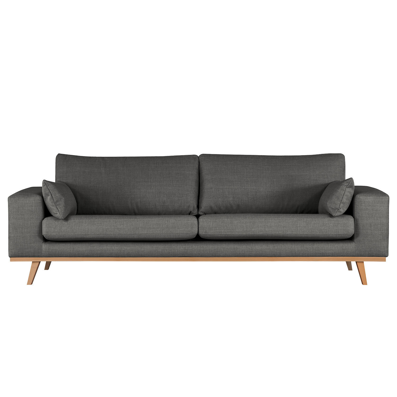 3-SITZER SOFA - Dunkelgrau/Buchefarben, Textil (237/81/88cm) - home24