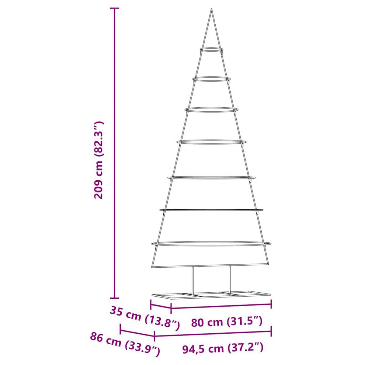 WEIHNACHTSBAUM Metall Gold 209 Cm Pulverbeschichteter Stahl - Goldfarben, Metall (209cm) - vidaXL