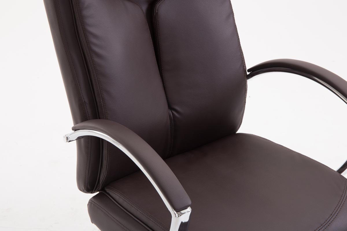 CHEFSESSEL Lederlook braun - Chromfarben/Braun, Textil/Metall (65/115/73cm) - CLP