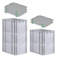 EUROBOX 5x Nextgen Economy Mit Auflagedeckel Grau/Grün Griffe Geschlossen 65 Liter - Grün, Kunststoff (40/32/60cm) - PROREGAL