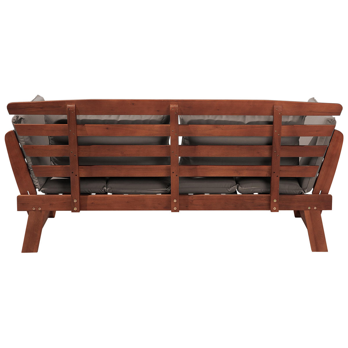 GARTENSOFA Eukalyptusholz dunkelbraun verstellbare Armlehnen 210 cm Portici - Dunkelbraun, Holz (210/82/66cm) - Beliani