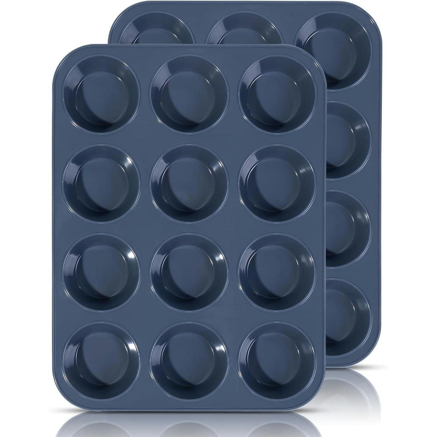 MUFFINBACKFORM 2-teiliges Set Silikon Grau 33 x 25 x 3 cm - Blau, Kunststoff (33/3/25cm)