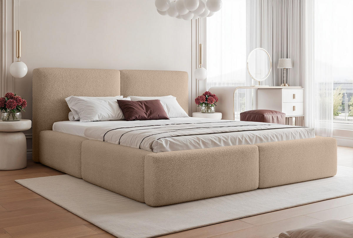 POLSTERBETT NUVARI 180x200 cm, Beige - Beige, Textil (200/180cm) - Fedve