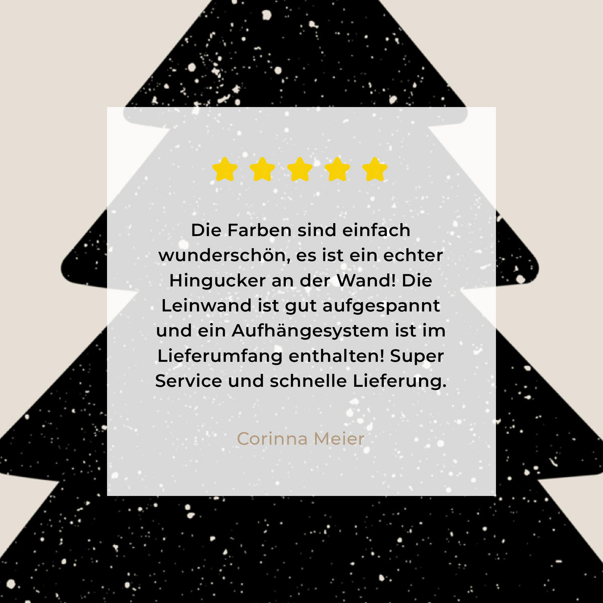 LEINWANDBILD Weihnachtsbaum - Schwarz - Urlaub - Beige 90x90 cm - Schwarz, Textil (90/90cm) - MuchoWow