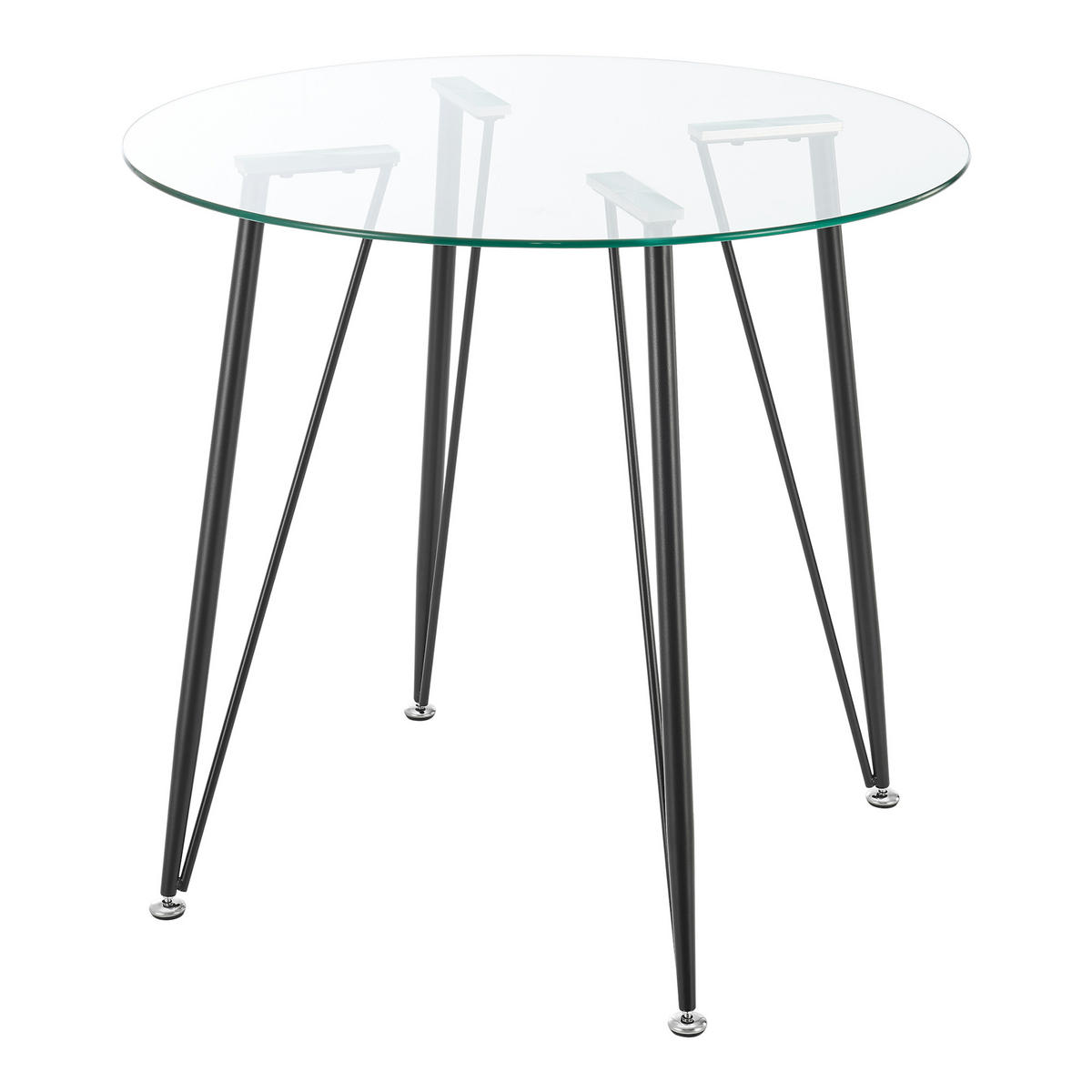ESSTISCH Huittinen - Transparent/Schwarz, Glas/Metall (80/80/72cm) - [en.casa]