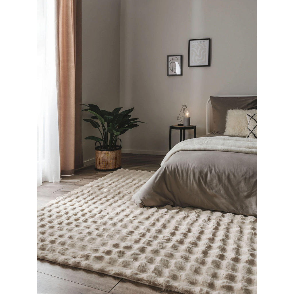 Thumbnail - benuta Nest Kunstfell-Teppich, Beige, Textil, Zeichen/Symbole/Nummern/Buchstaben, Rechteckig, 160x230 cm, wasserabweisen...