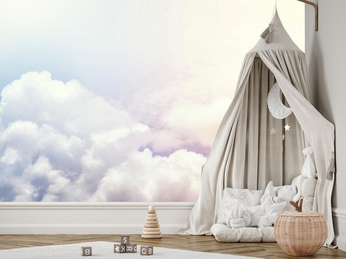 FOTOTAPETE für Schlafzimmer Blau Rosa Himmel Wolken 500x350 - Blau/Beige, Papier (500/350cm) - Muralo