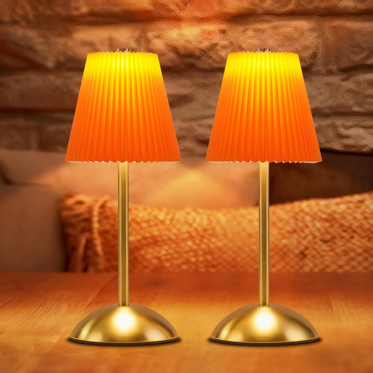 LED stolní lampa BROWN III 12/12/30 cm (sada 2 ks) - pomerančová, kov (12/12/30cm) - Nettlife