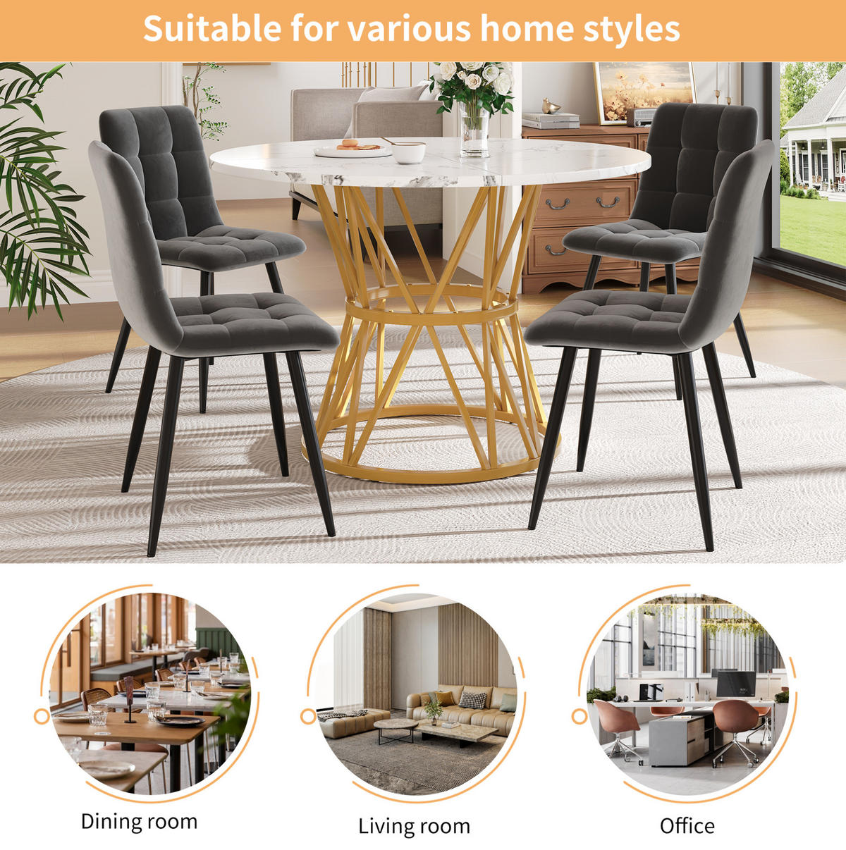 ESSTISCH 100/100/76 cm Gold aus MDF mit verstellbaren Füßen - Goldfarben, Holzwerkstoff (100/100/76cm) - OKMYHOME