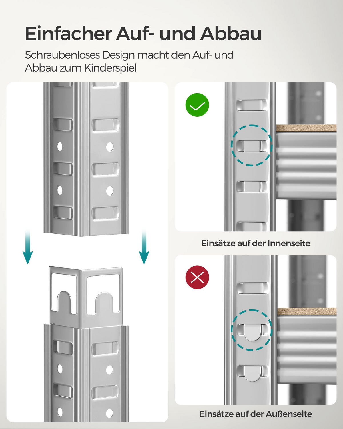 SCHWERLASTREGAL Quebec - Silberfarben, Metall (40/180/90cm) - Hansiro