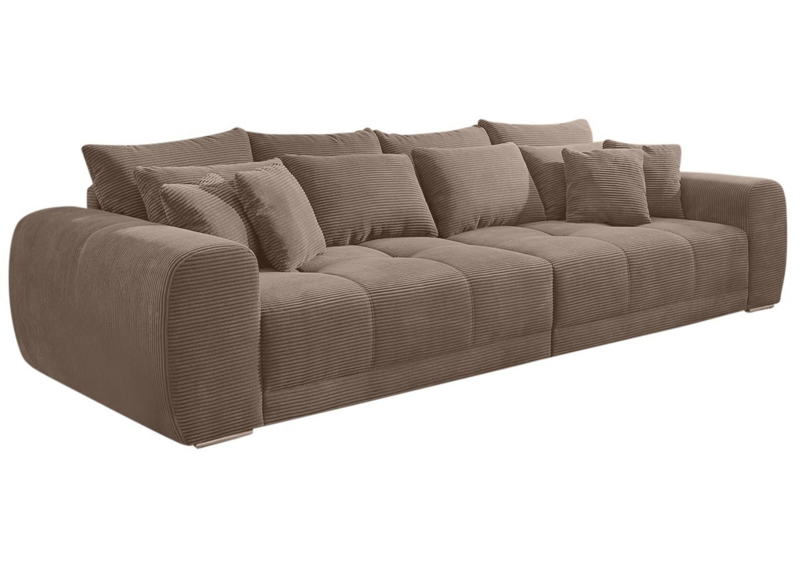 BIG-SOFA Federkern B306/T134/H86 cm, Liegefläche 120x240 cm, Cord Braun Taupe / 15174 - Taupe/Chromfarben, Textil/Metall (306/86/134cm) - luma-home