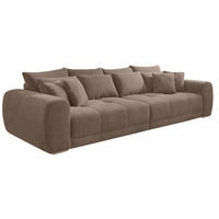 BIG-SOFA Federkern B306/T134/H86 cm, Liegefläche 120x240 cm, Cord Braun Taupe / 15174 - Taupe/Chromfarben, Textil/Metall (306/86/134cm) - luma-home