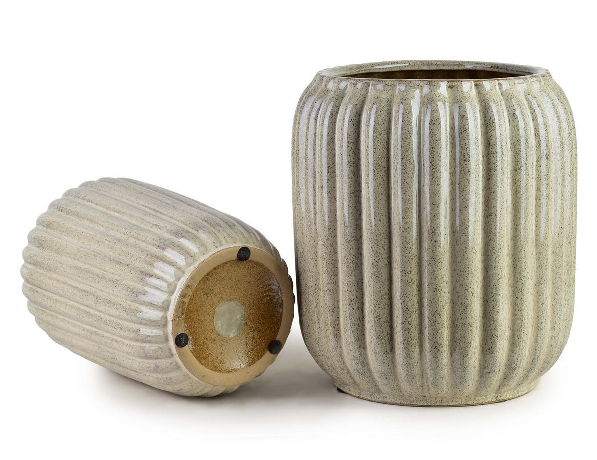 BLUMENTOPF Neva 2er Set Beige 40/40/44 cm Keramik - Beige, Keramik (40/44/40cm) - Mondex