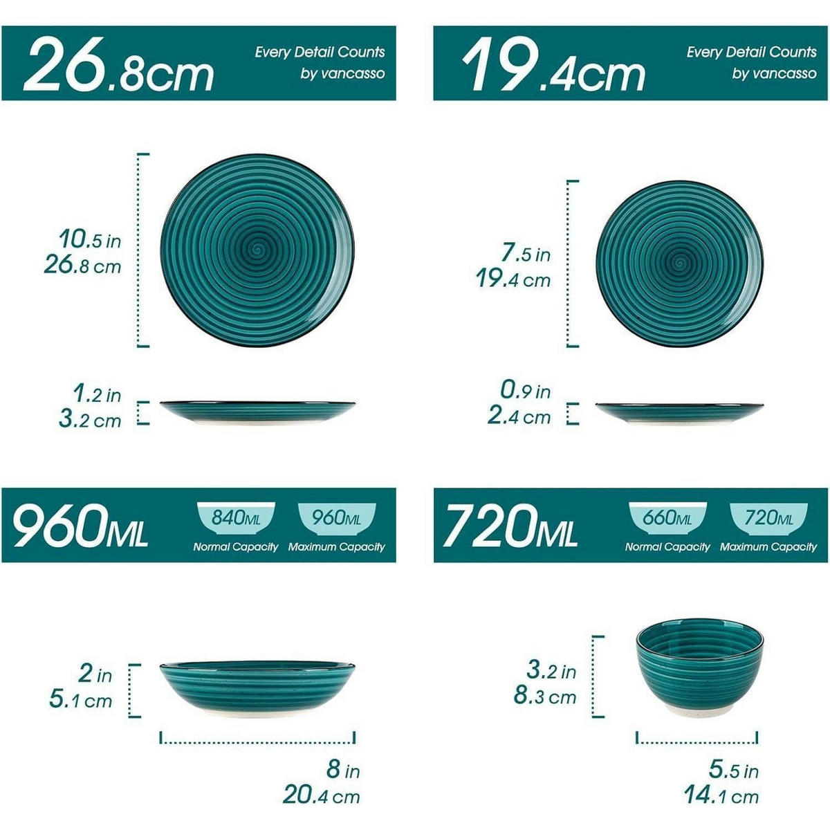 TAFELSERVICE 24-teiliges Set Steingut Bonbon Grün - Türkis, Keramik (26.8/3.2/26.8cm)